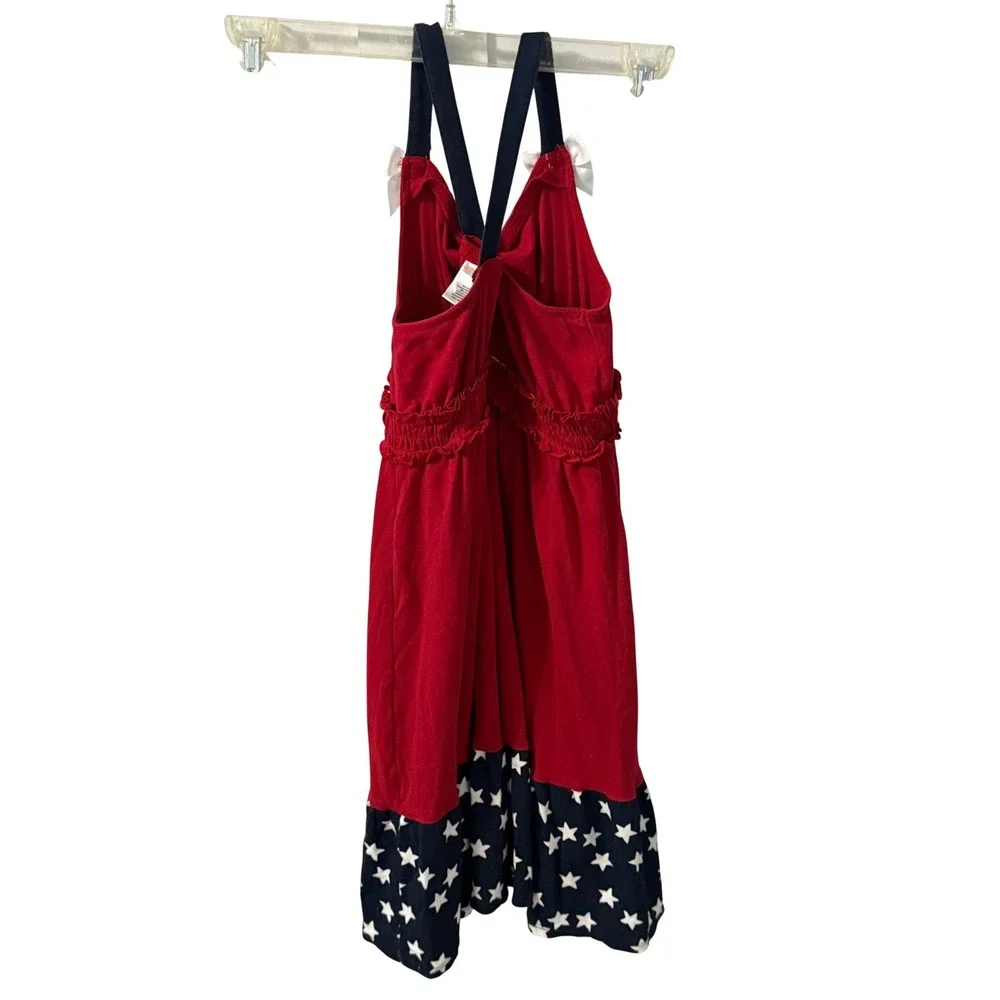 Girls Gymboree 4th Of July Sundress Patriotic Red White Blue Stars Bows Sz 10